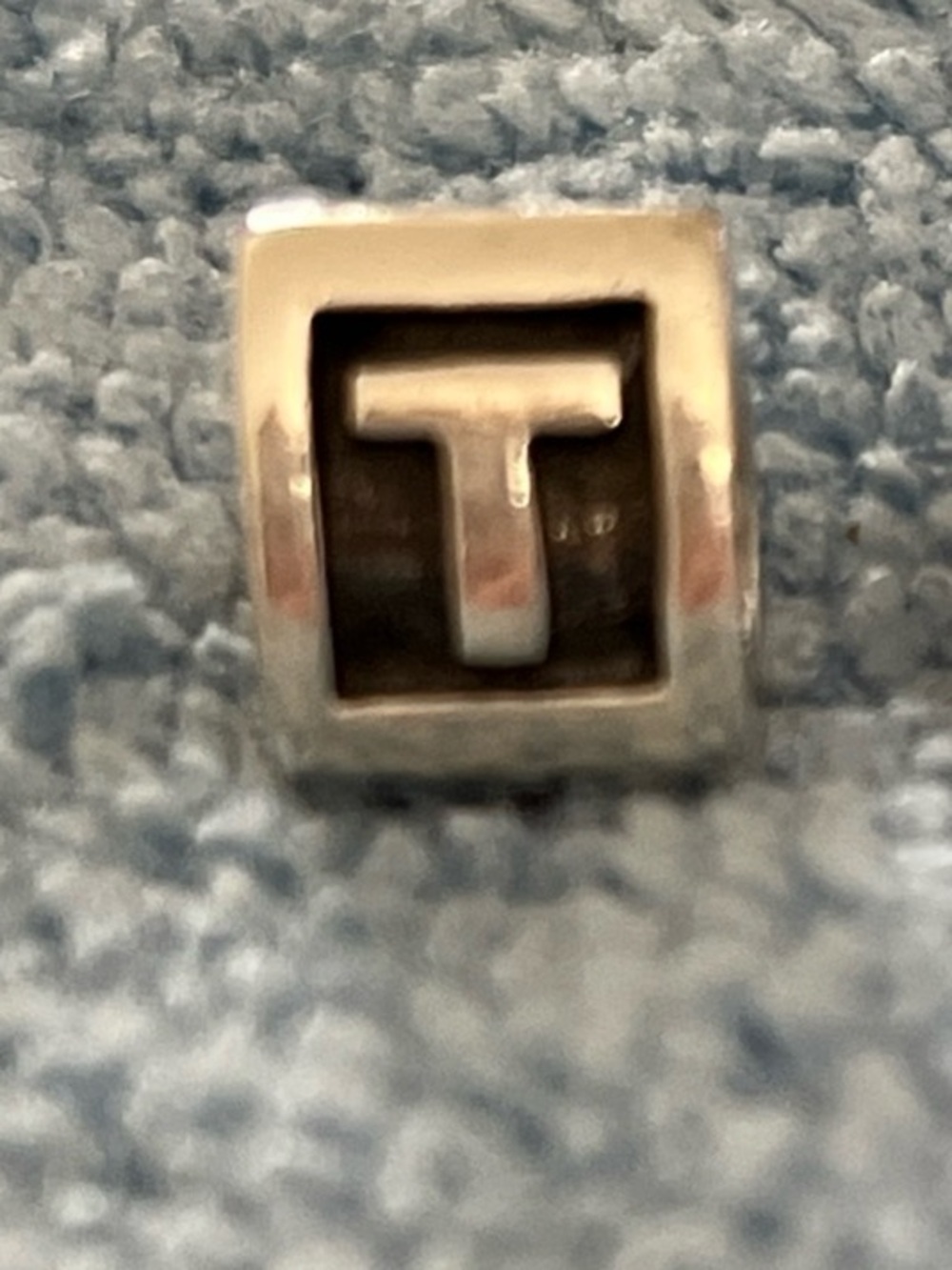 Authentic Pandora Retired 925 Sterling Silver Block Letter T Initial Charm